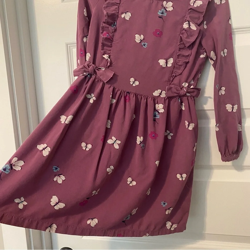 Carter's Purple Plum Ruffle Dress with Butterfly Floral Print Size 8